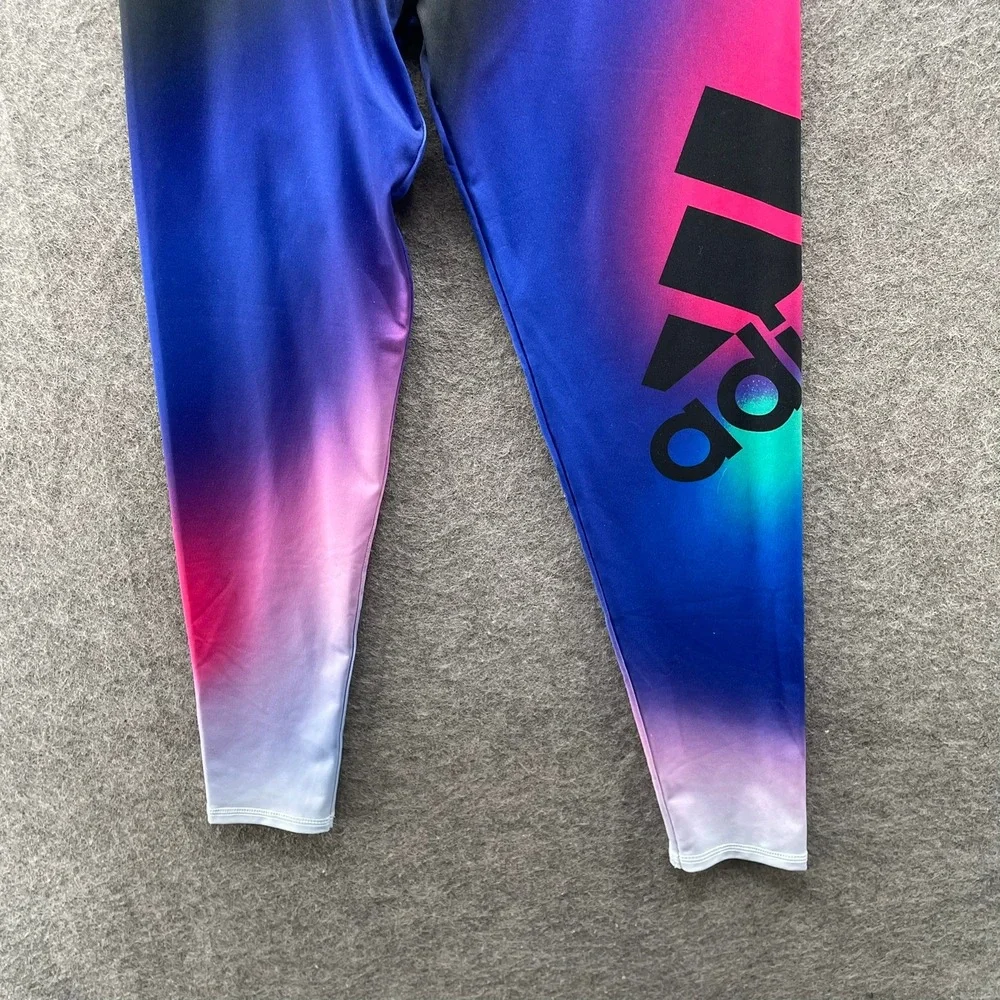 Adidas‎ Girls 10-12 (M) Full Length Leggings Active Ombre Multicolor Blue Pink